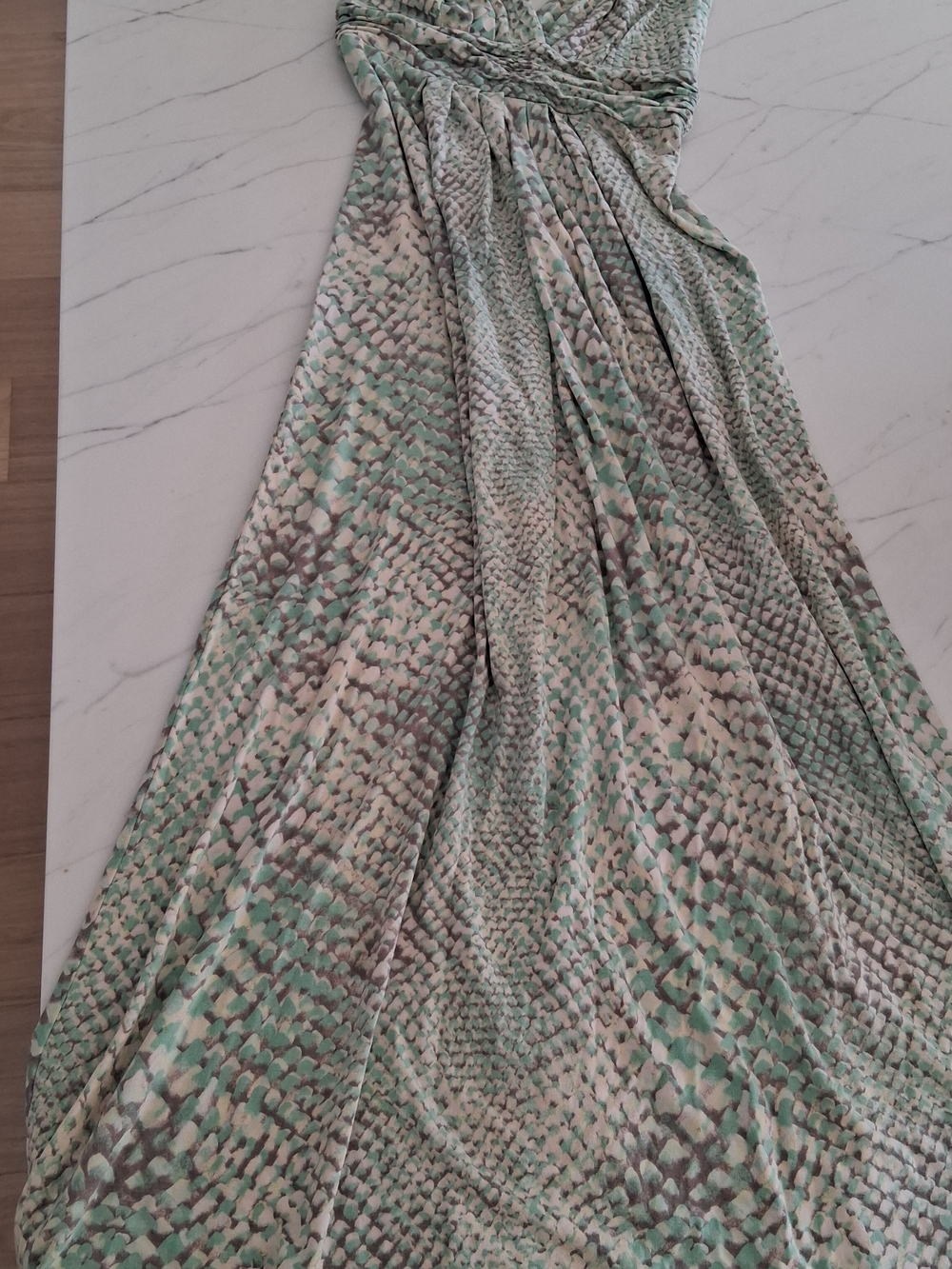 Tart Mint Green and Cream Maxi Dress. Perfect for travel. Wrinkle Free.